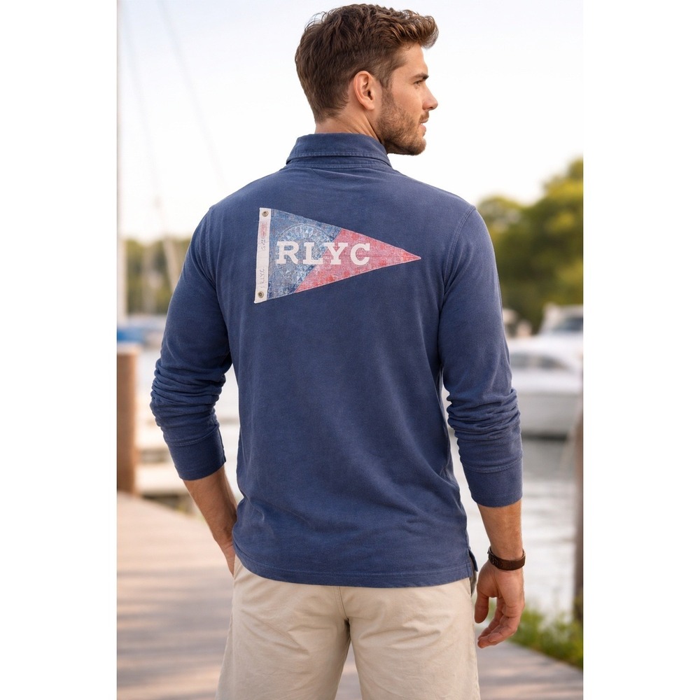 Polo Ralph Lauren RLYC Yacht Club Rugby LS Shirt size LARGE PREP Vintage Style